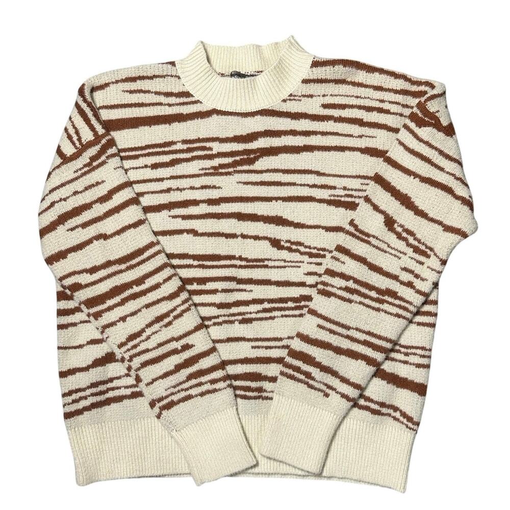 4SI3NNA Zebra Print Crewneck Sweater